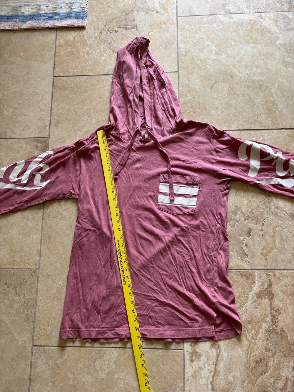 PINK Victoria's Secret Long Sleeve Hoodie Tee in Dusty Rose - Picture 5 of 5